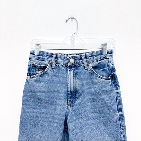 Zara High Waist Wide Leg Distressed Jeans - Picture 3 of 9